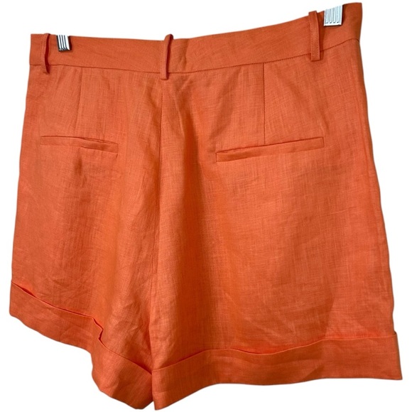 Cami NYC - “Rabia” Tailored Short in Papaya Linen-Blend Pleated - Size 12 Orange - Picture 8 of 17